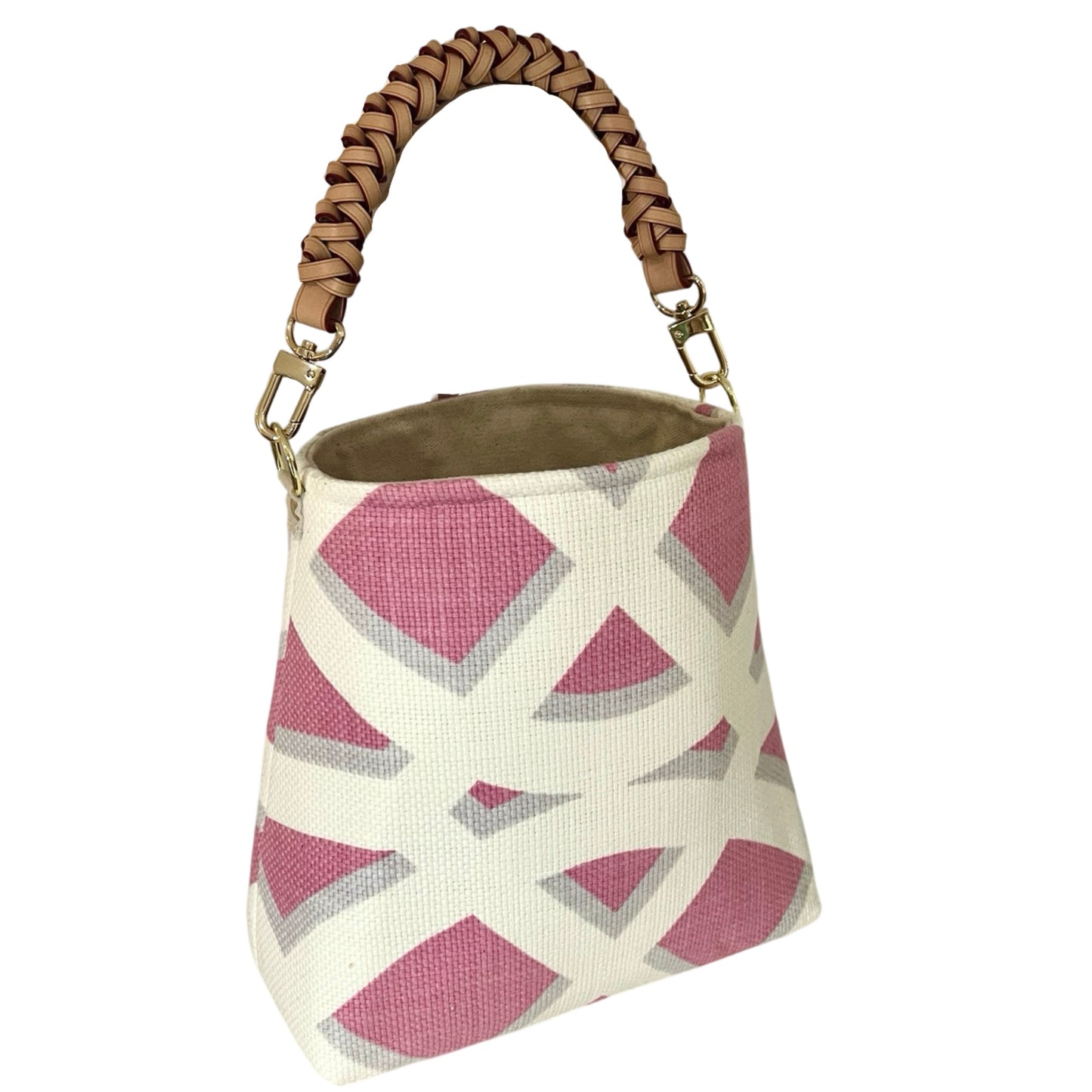 Pink Lattice Bucket Bag