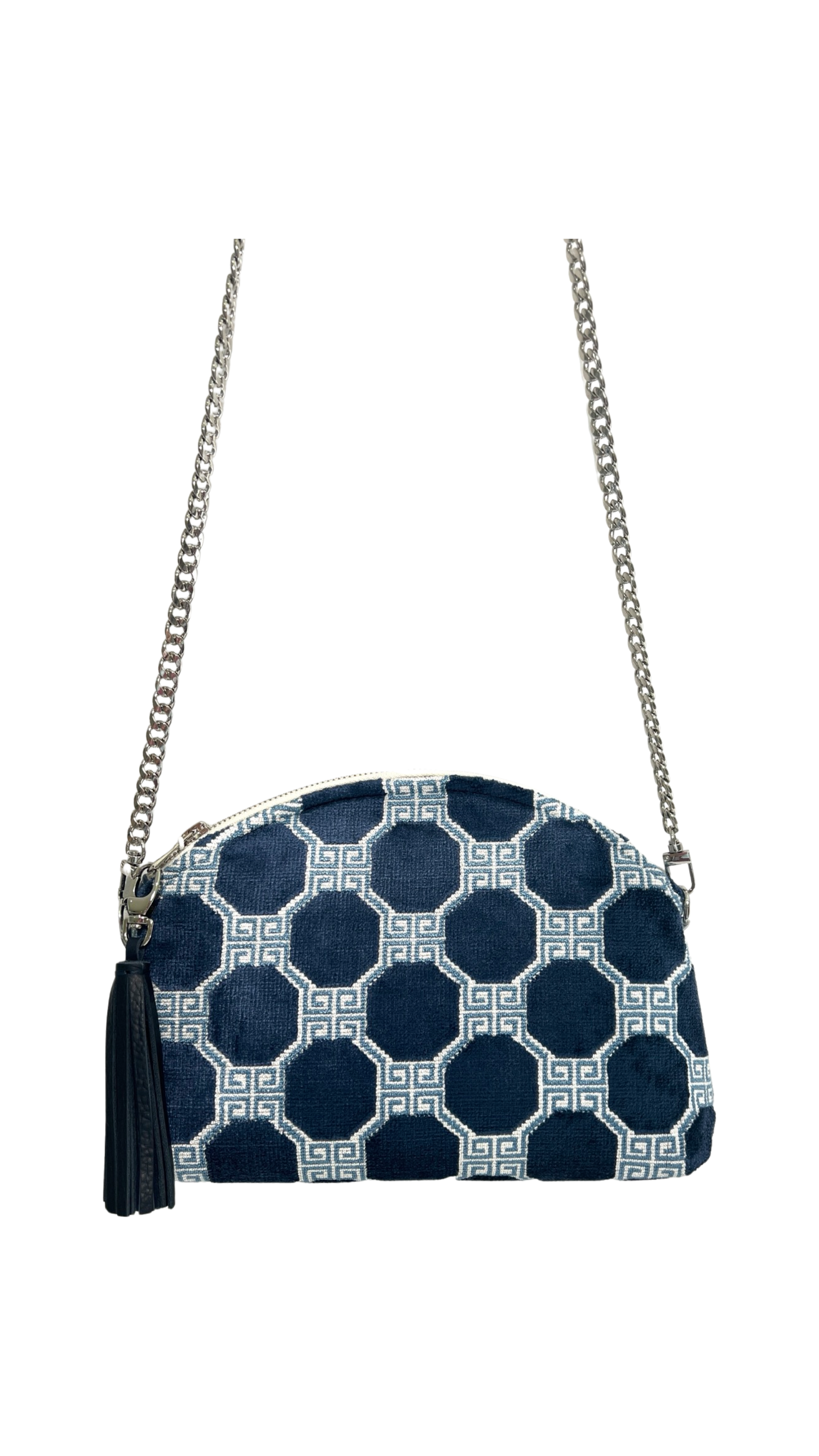 Navy Velvet Geometric Purse