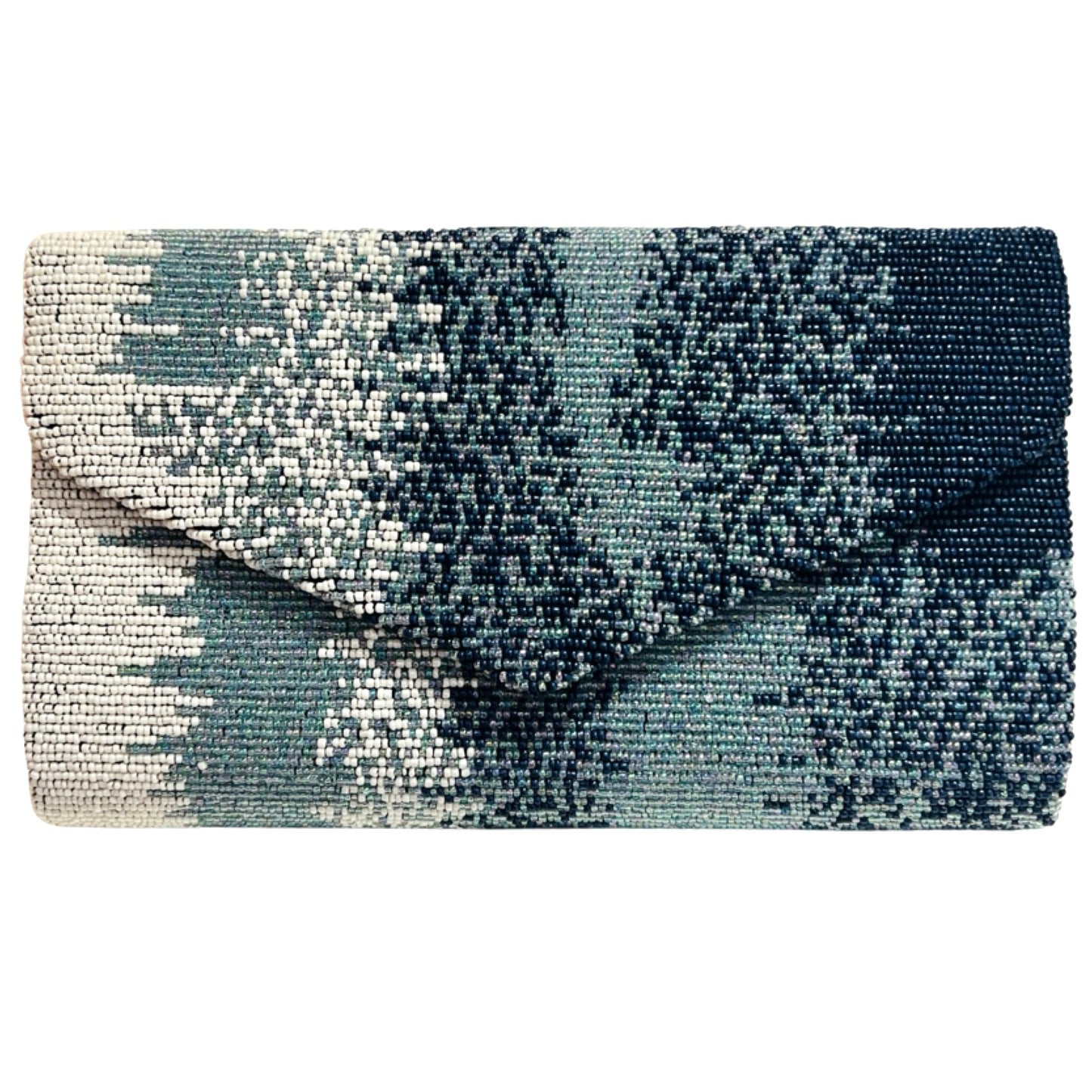 Blue Ombré Beaded Envelope Clutch