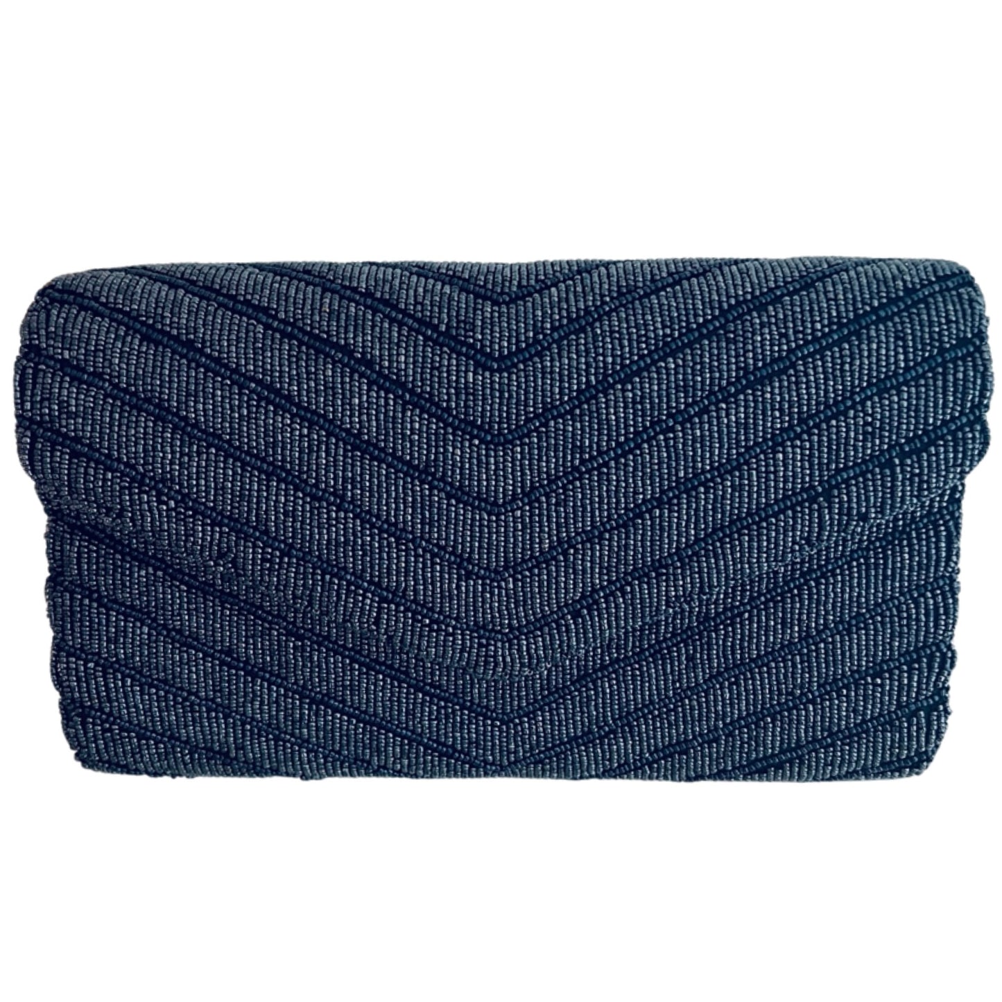 Navy Beaded Envelope Clutch