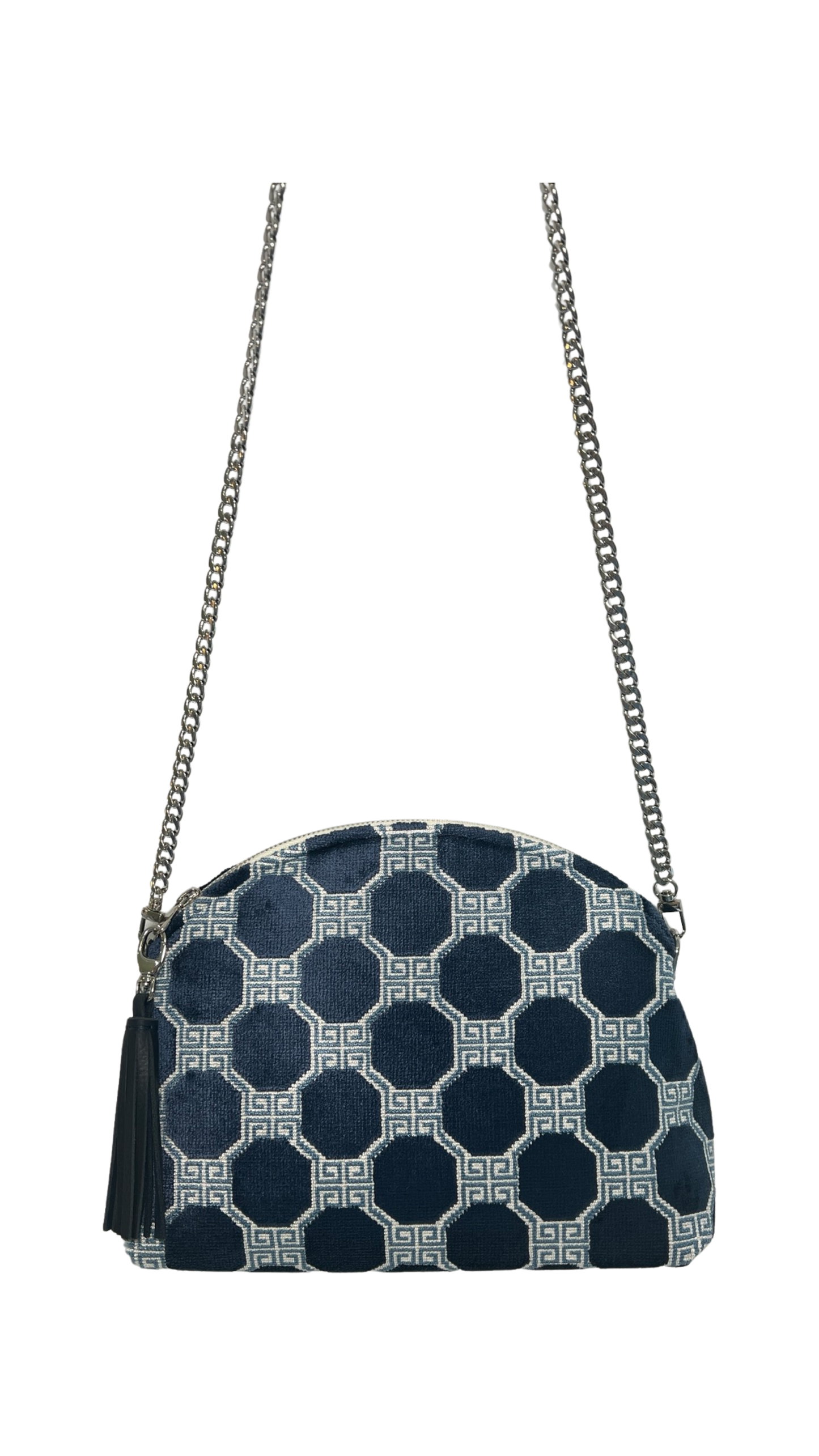 Navy Velvet Geometric Purse