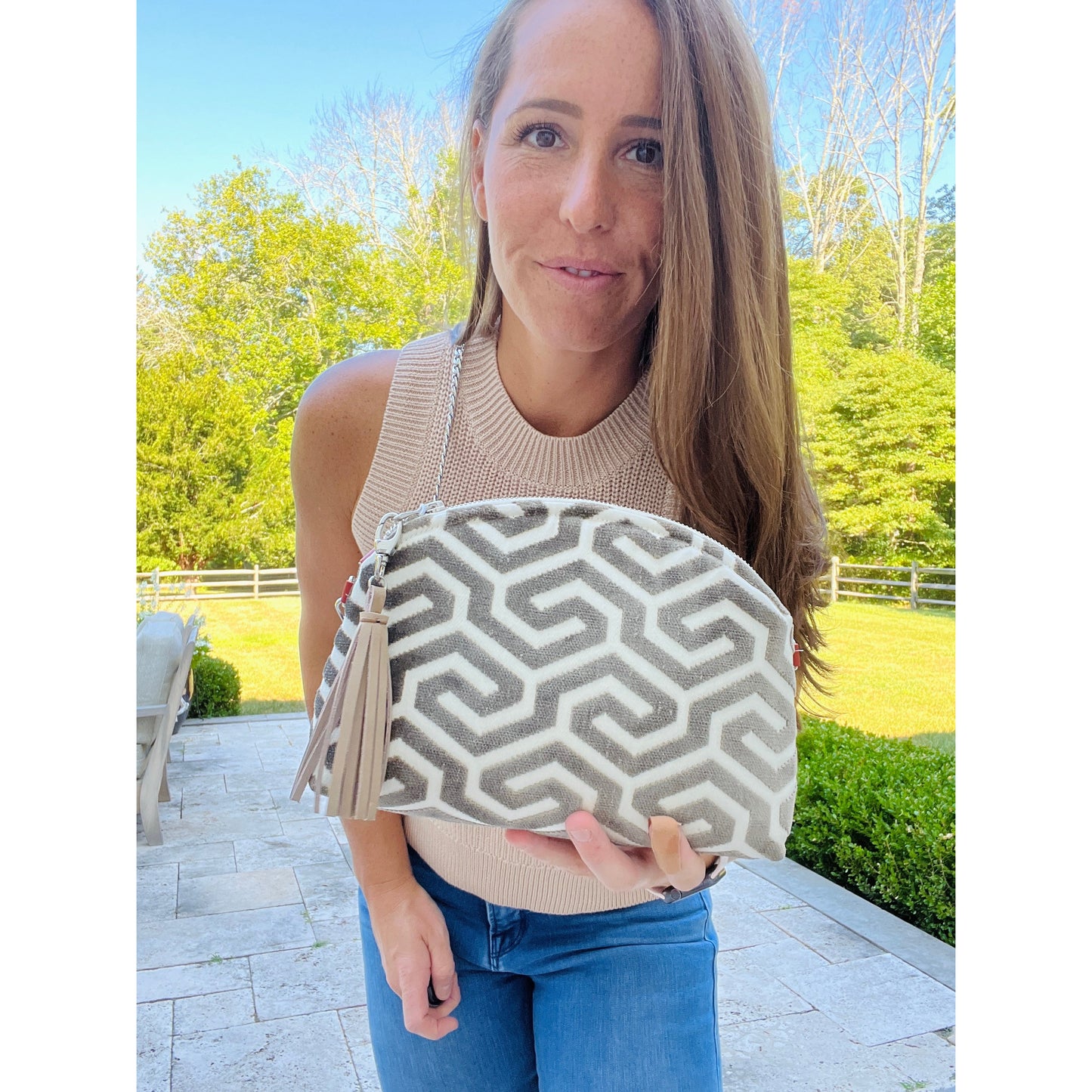 Taupe Ming Velvet Purse