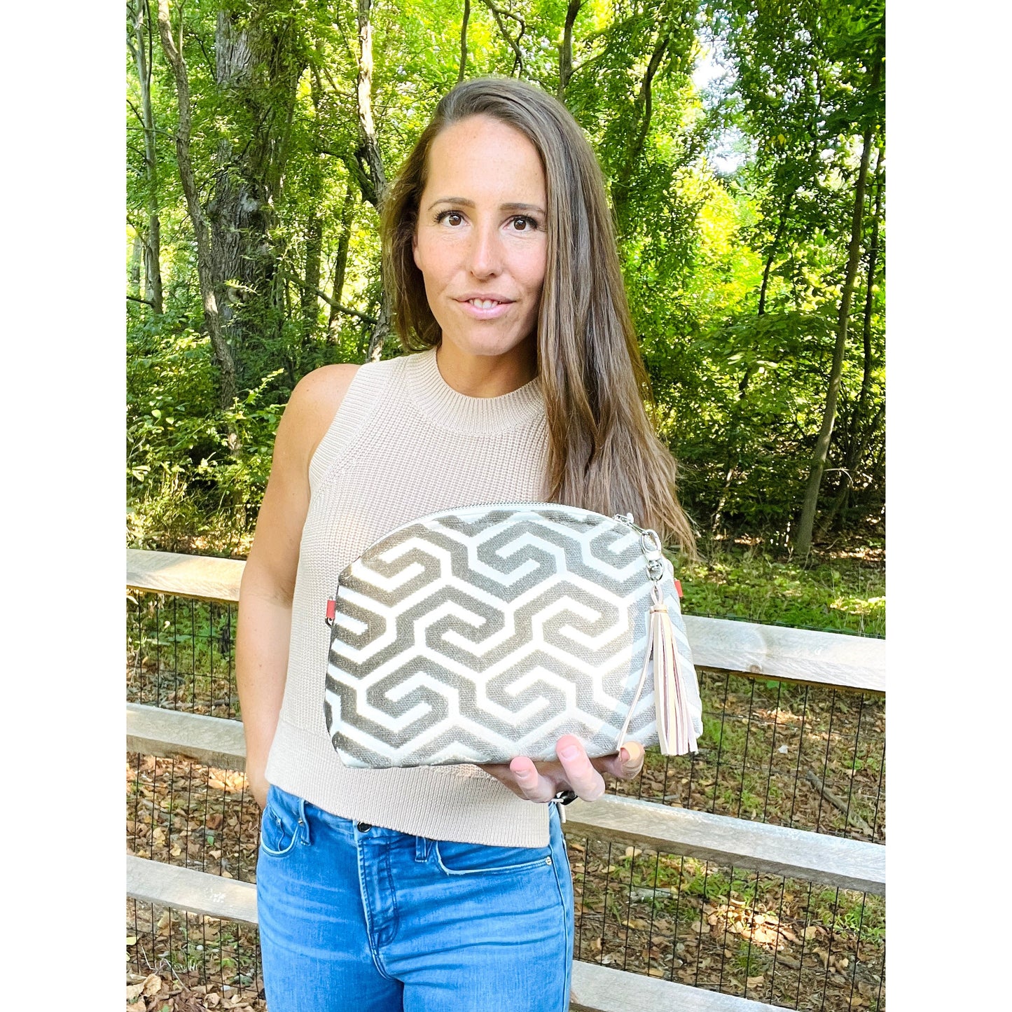 Taupe Ming Velvet Purse