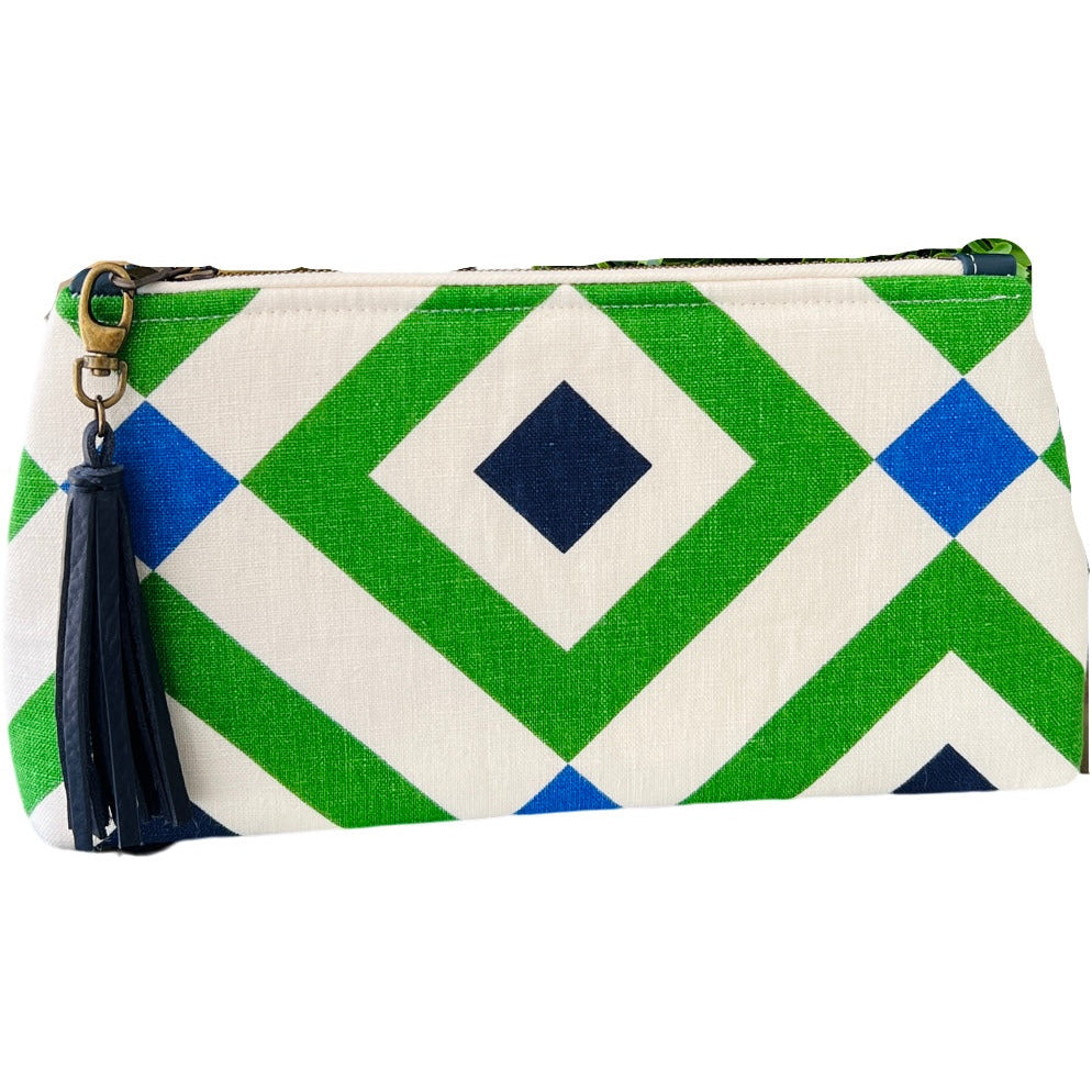 Blue and Green Geometric XL Clutch