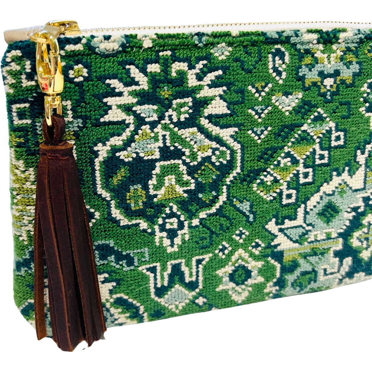 Green Porcelain Needlepoint Clutch