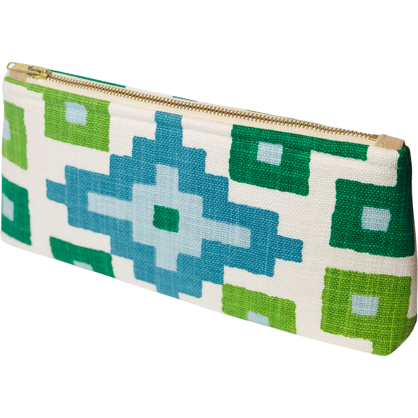 Teal and Green Geometric Clutch