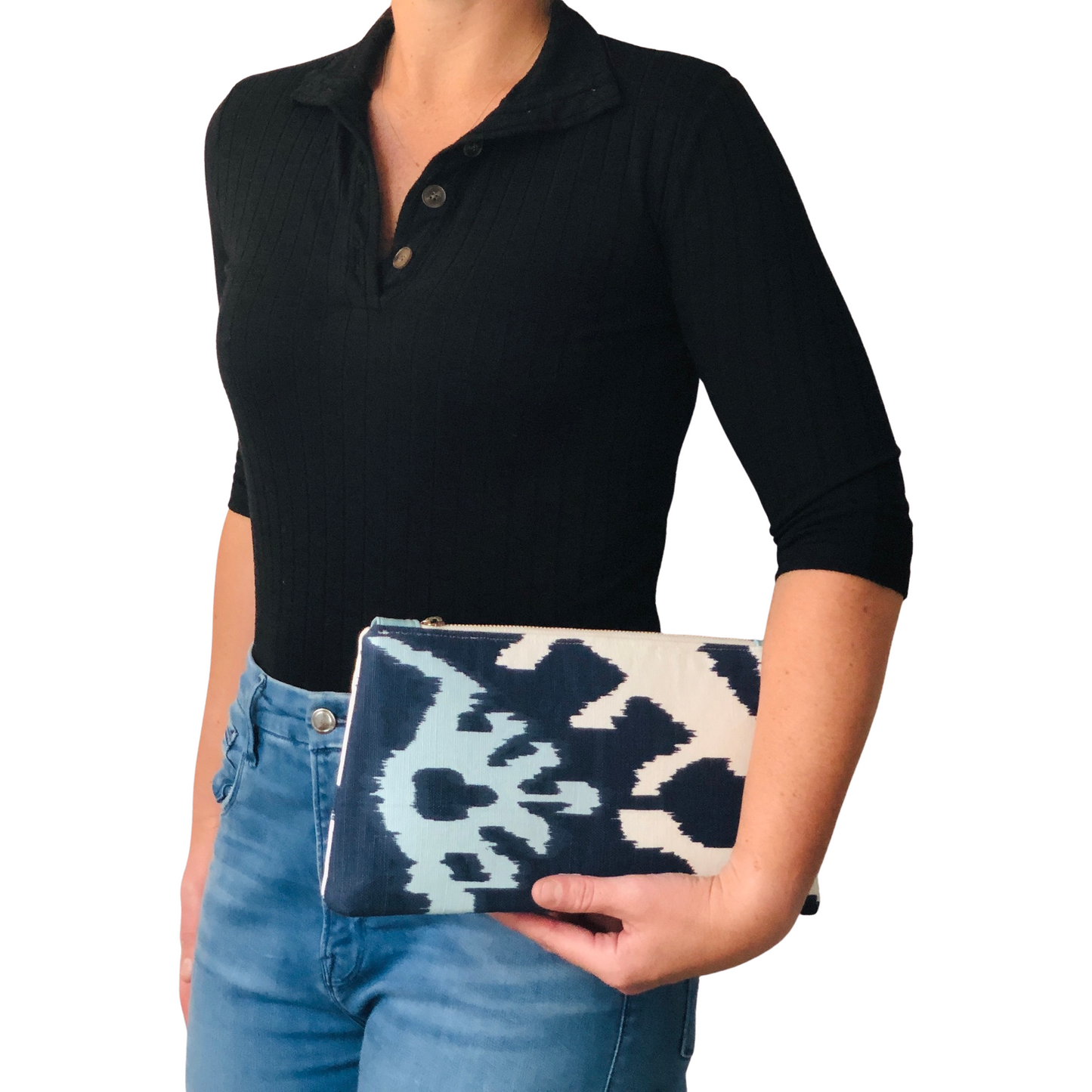 Navy Ikat Clutch