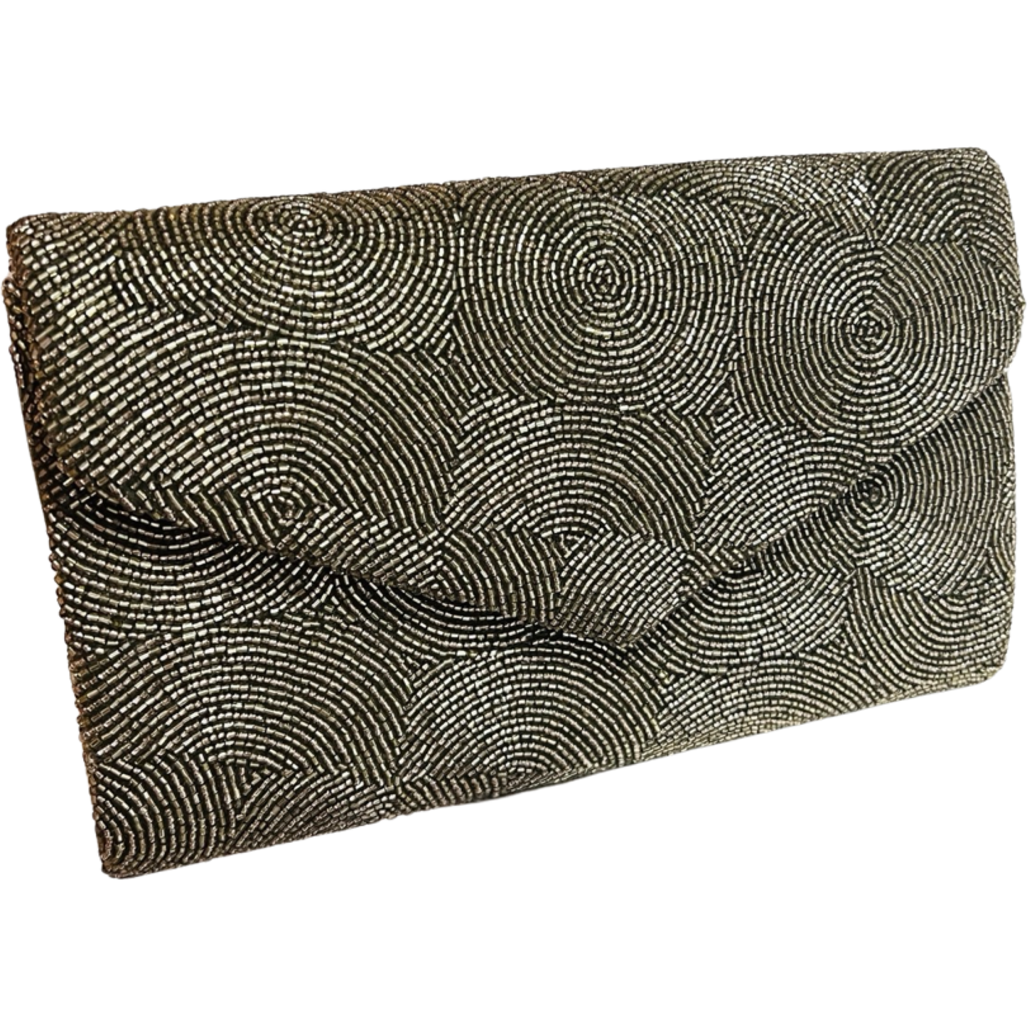 Bronze Beaded Envelope Clutch