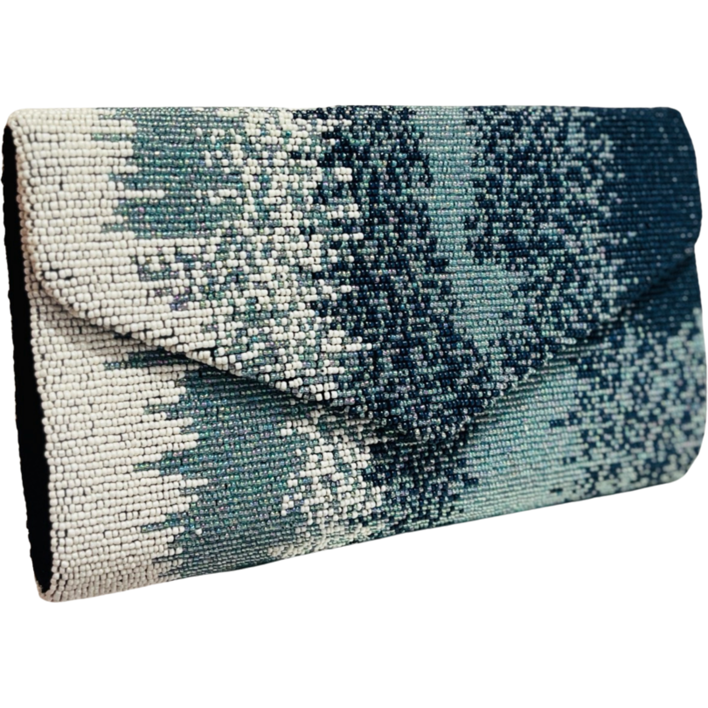 Blue Ombré Beaded Envelope Clutch