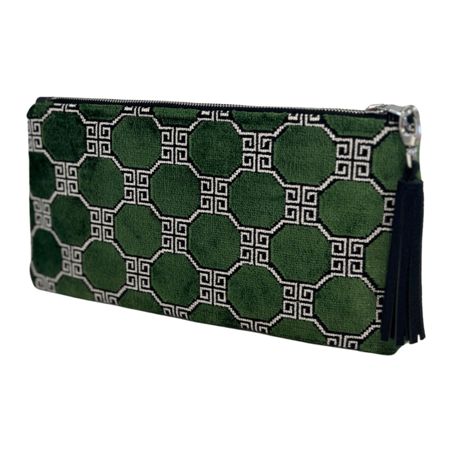 Emerald Geometric Velvet Clutch