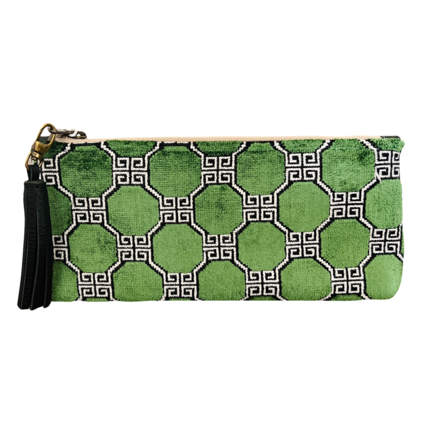 Emerald Geometric Velvet Clutch