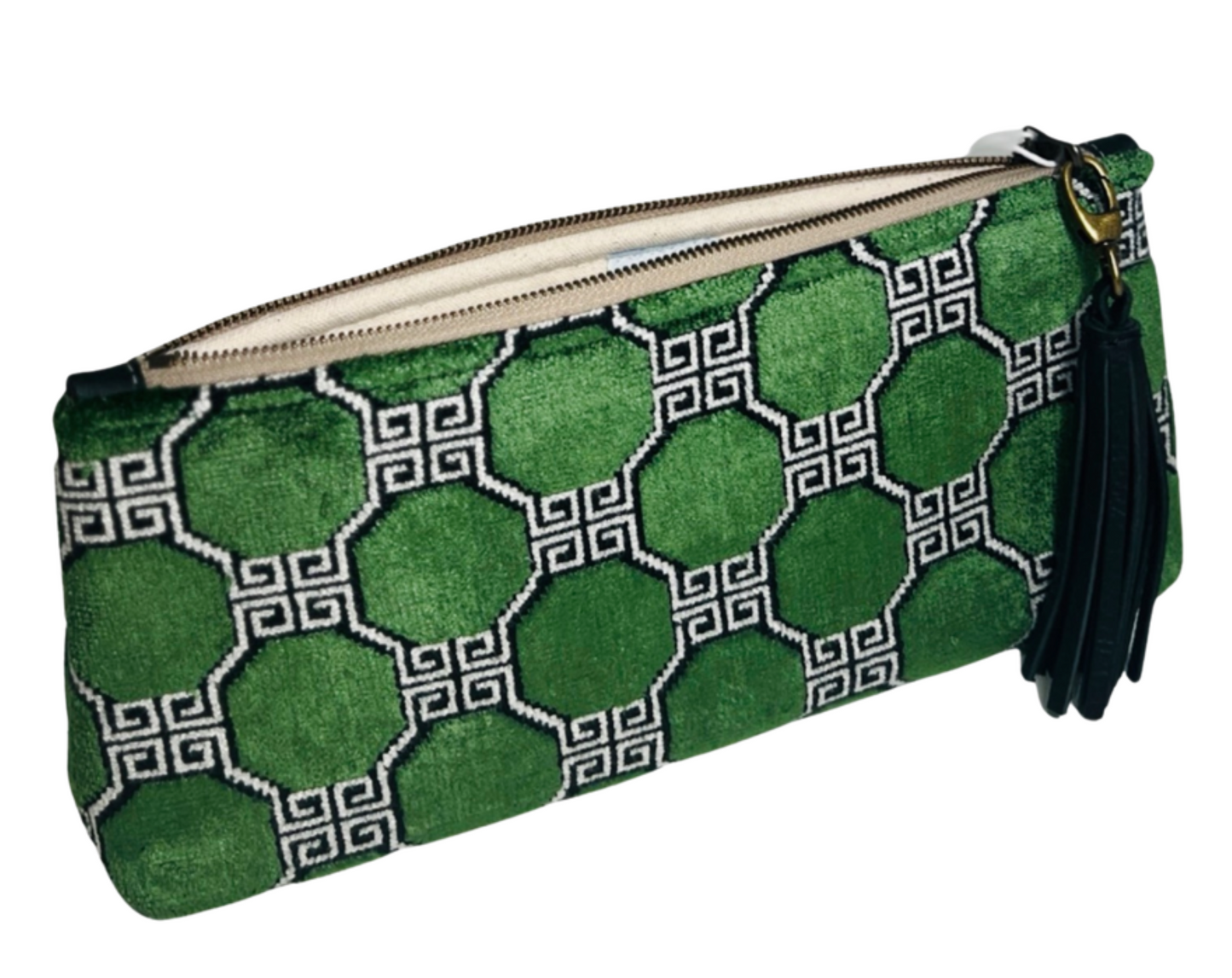 Emerald Geometric Velvet Clutch